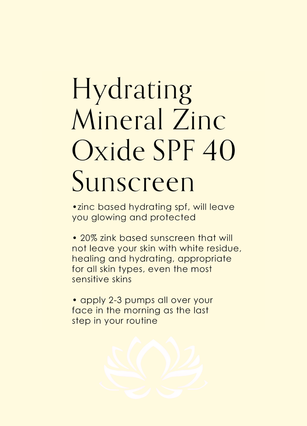 Hydrating Mineral Zinc Oxide SPF 40 Sunscreen